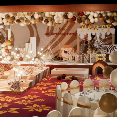  现代生日舞台su模型 