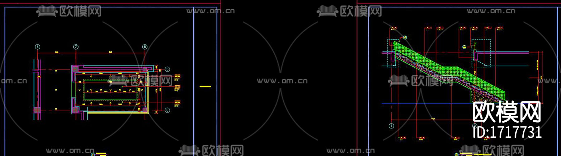 楼梯电梯CAD详图下载（渲染图3）