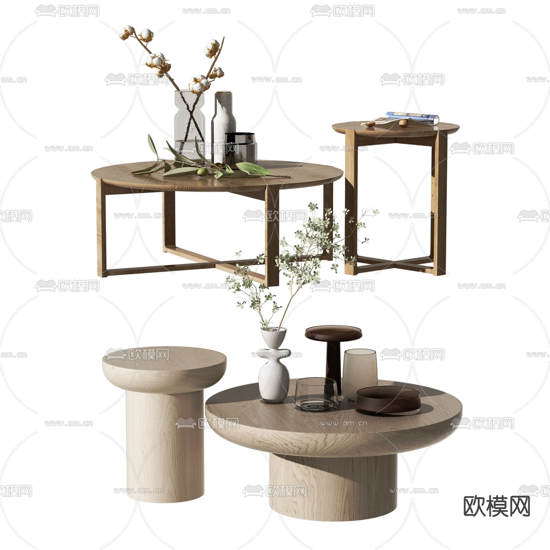 现代实木茶几3d模型