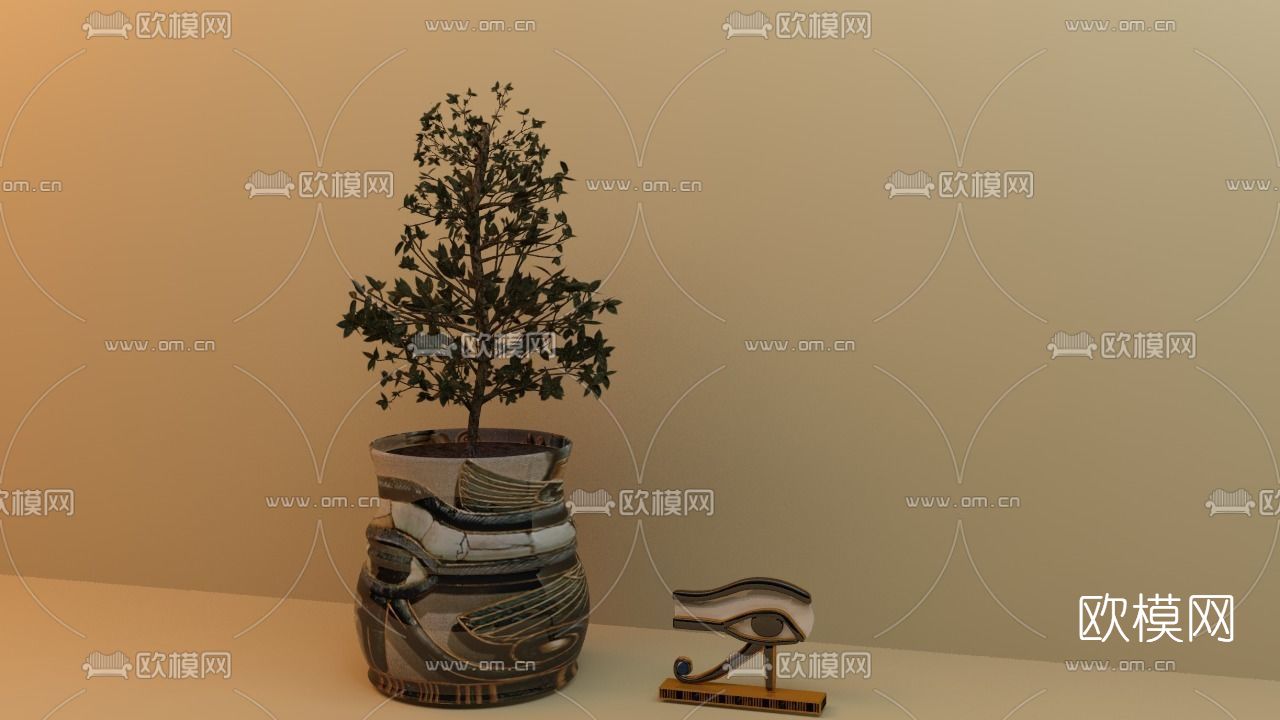 现代绿植盆栽免费3d模型下载