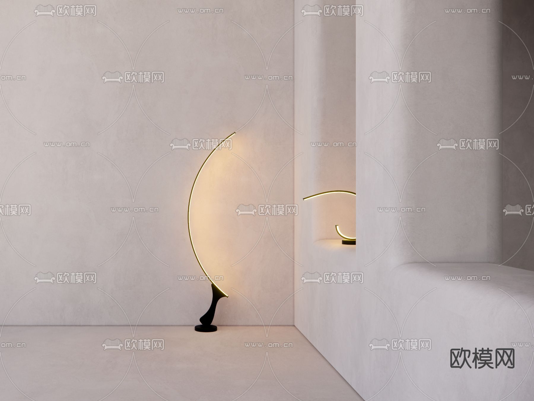 北欧线条落地灯台灯su模型下载（渲染图3）