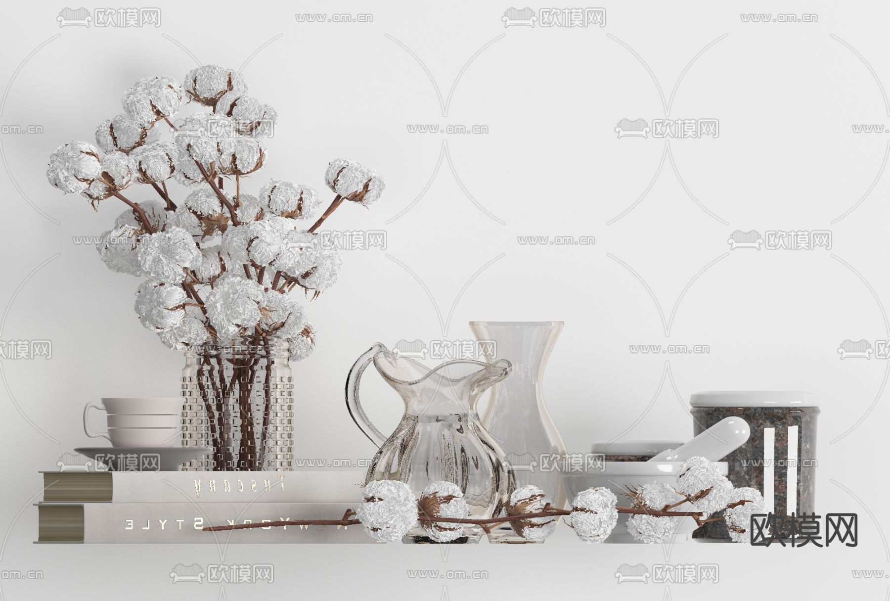 现代玻璃花瓶摆件免费3d模型下载