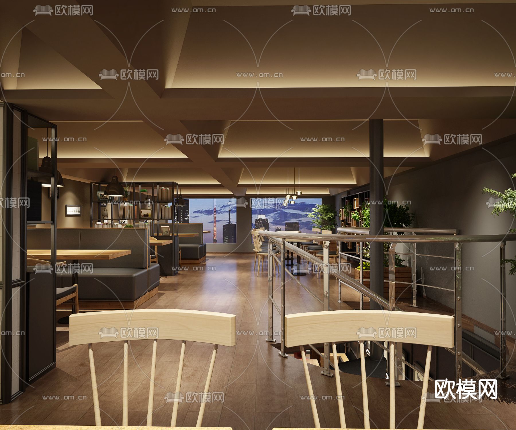 现代奶茶店免费3d模型下载（渲染图1）