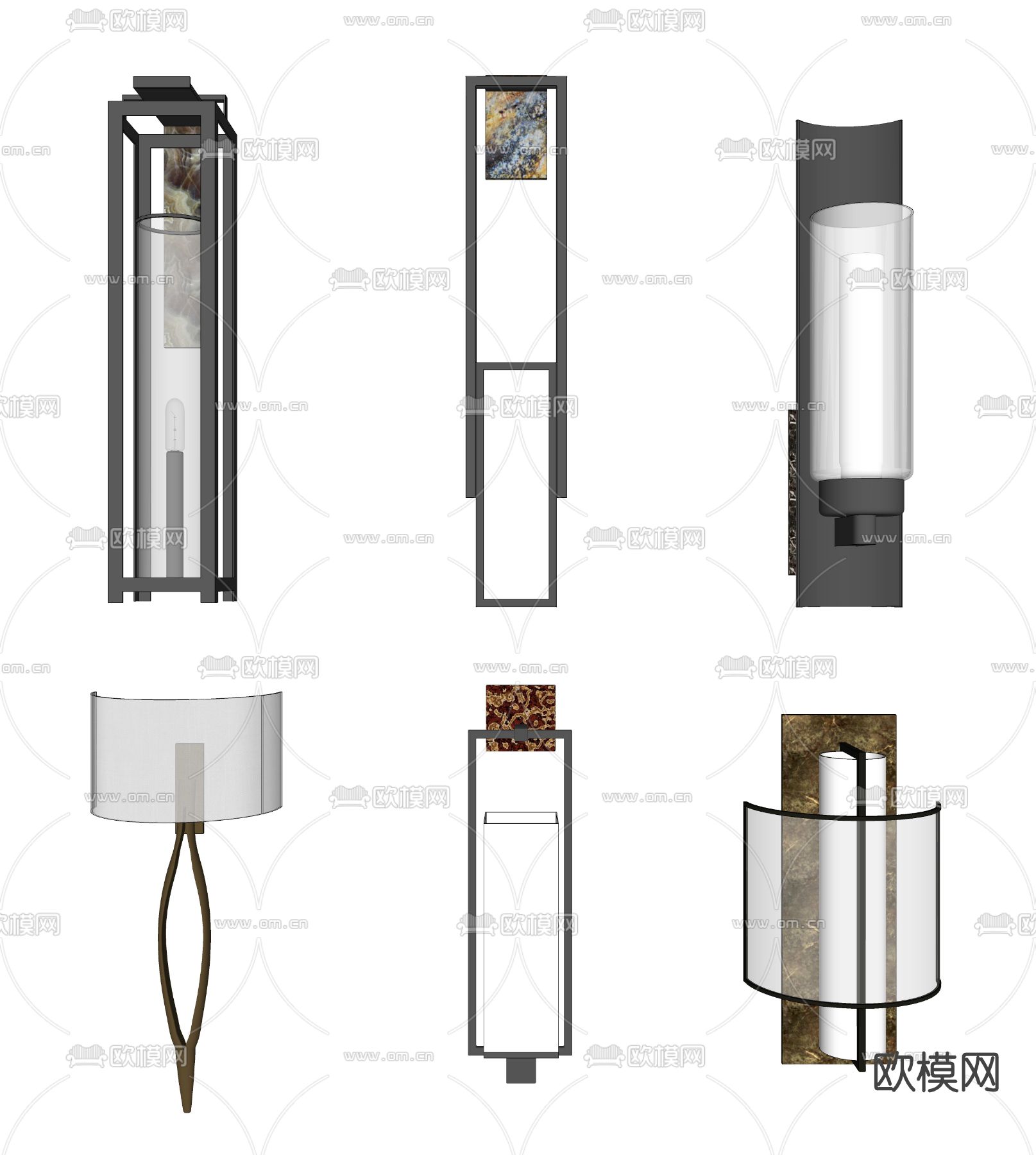 现代轻奢壁灯su模型下载（渲染图2）