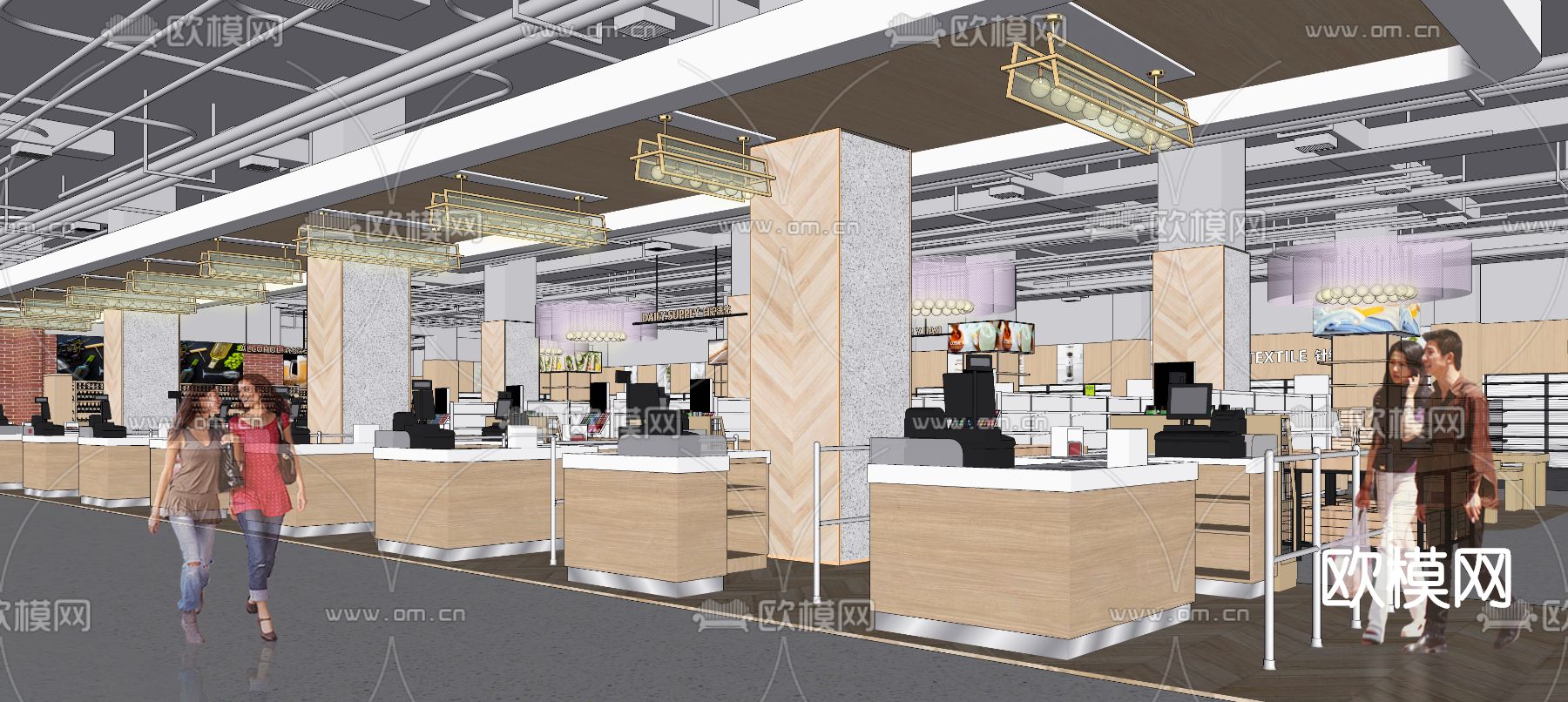 现代商业超市su模型下载