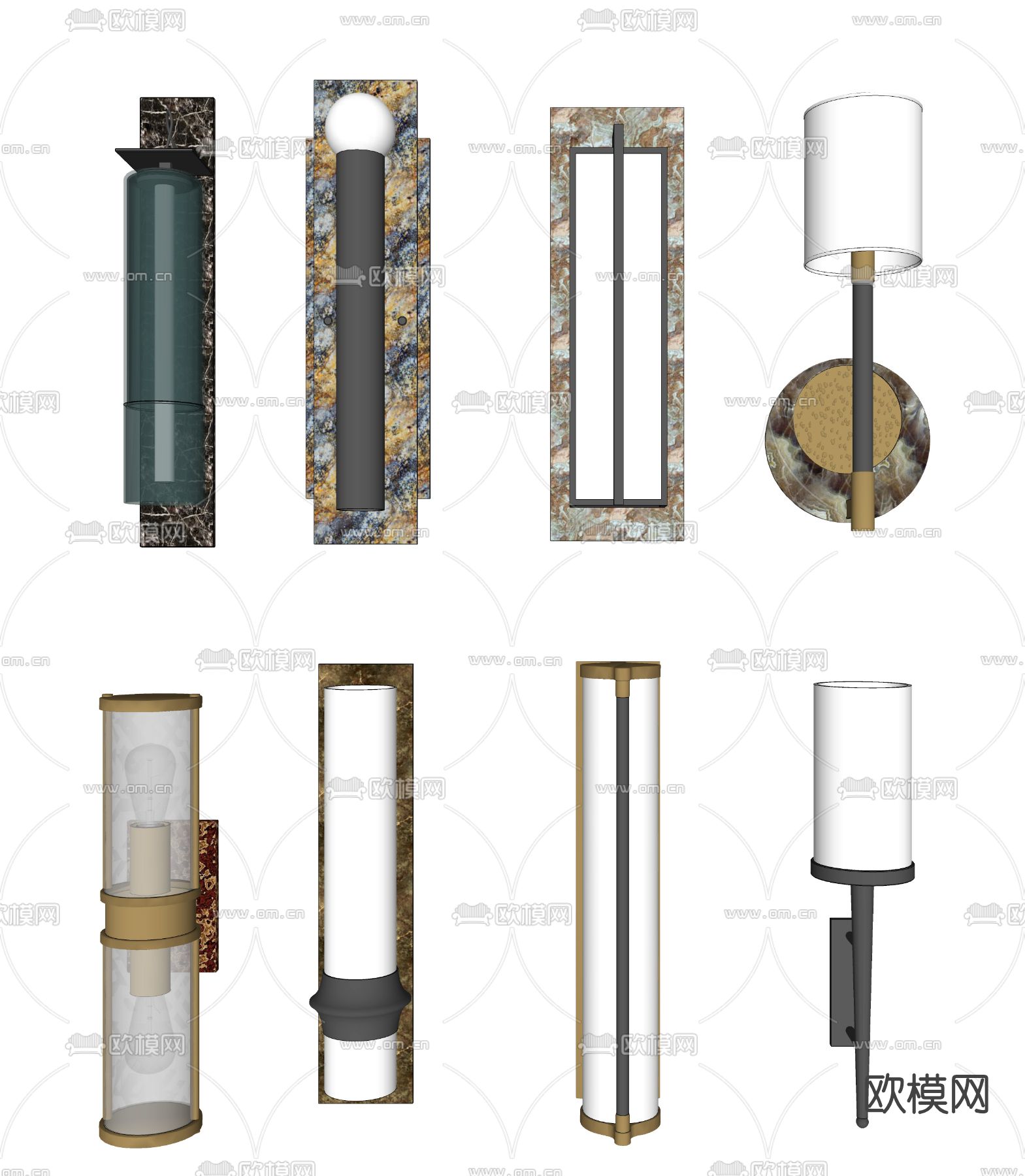现代轻奢壁灯su模型下载（渲染图3）