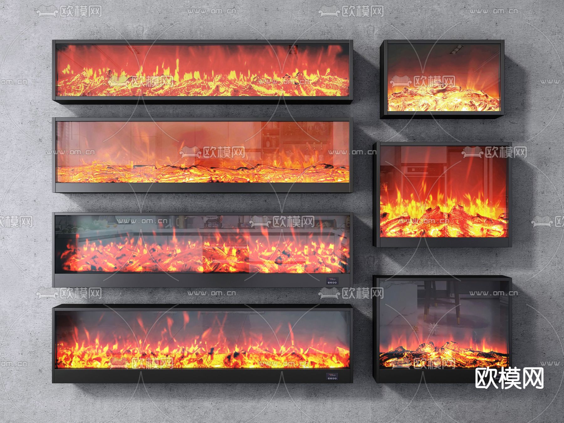 现代壁炉3d模型下载