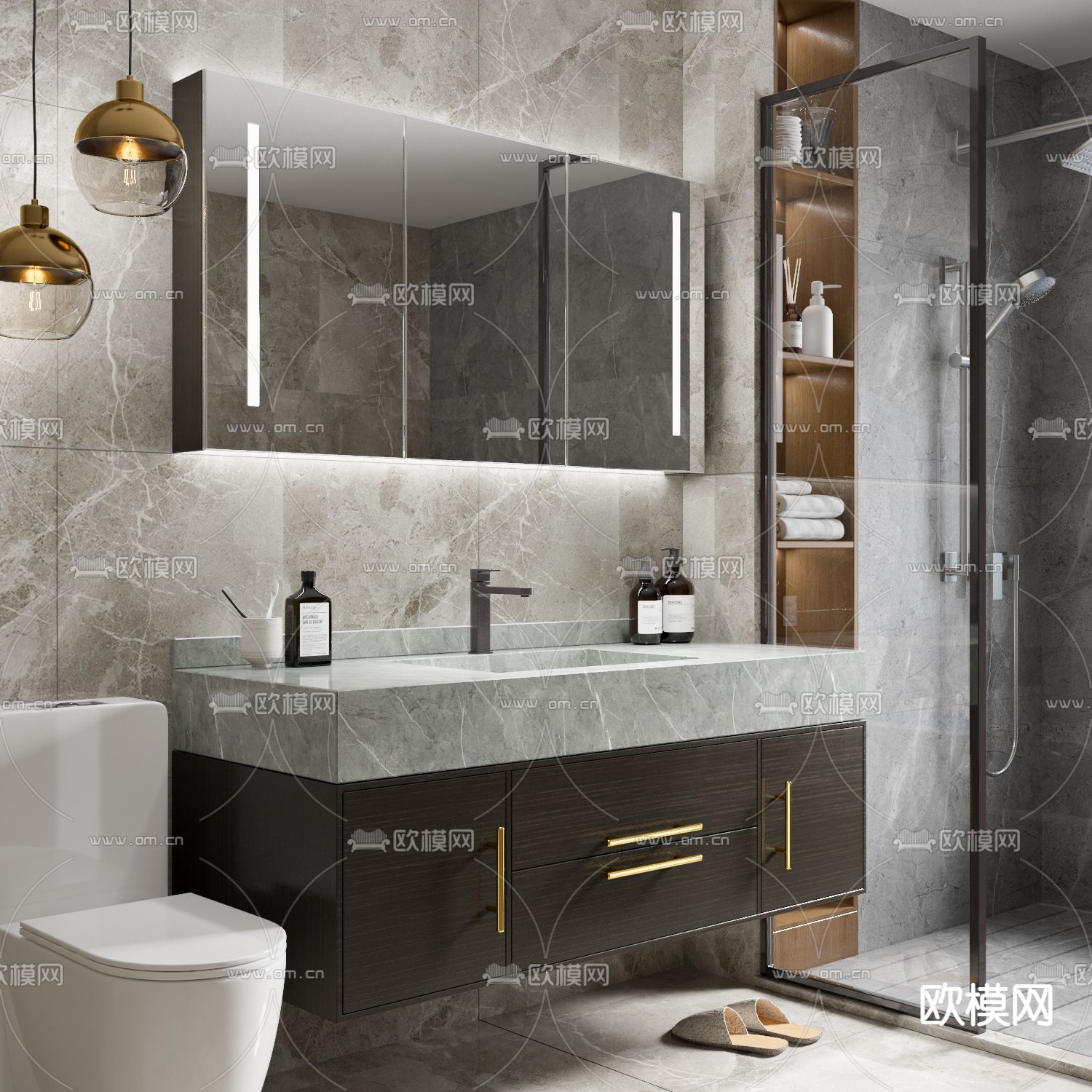 现代浴室柜洗手台3d模型下载