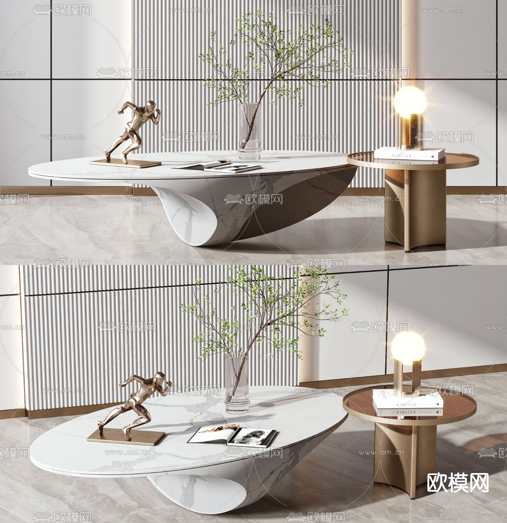 现代轻奢子母茶几3d模型