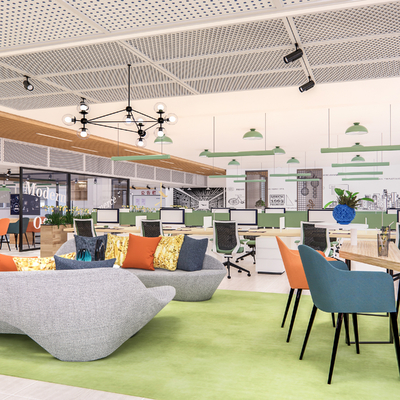  现代公司休息区su模型 