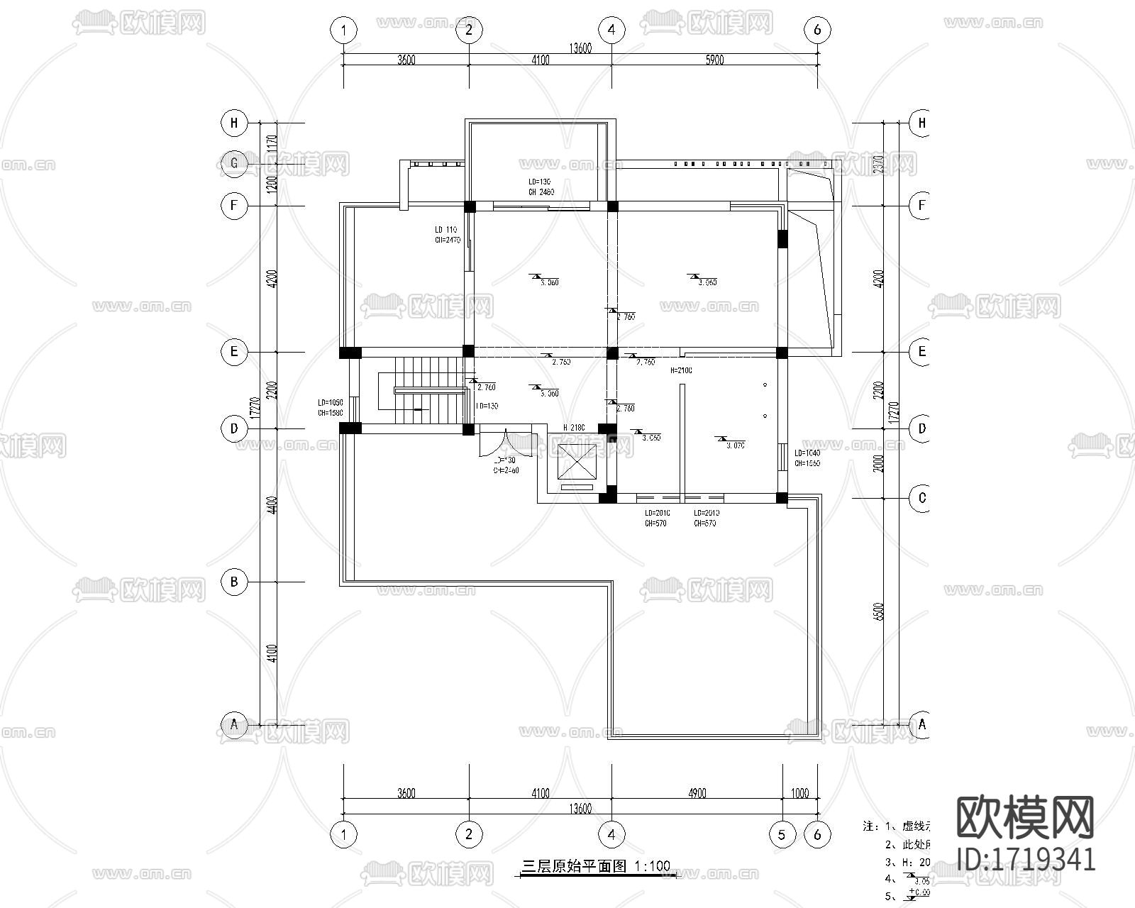 三层别墅平面图下载（渲染图5）