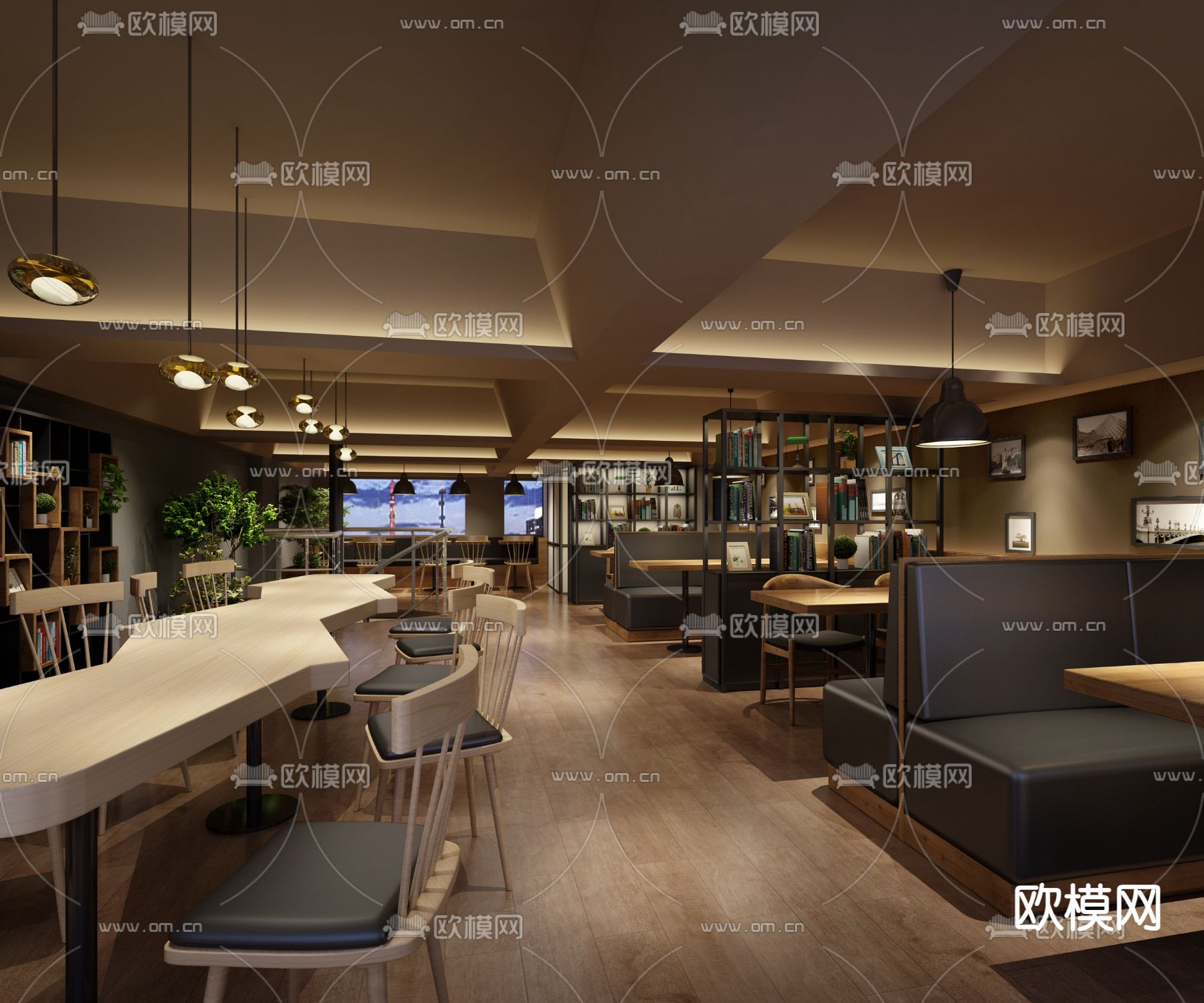 现代奶茶店免费3d模型下载（渲染图2）