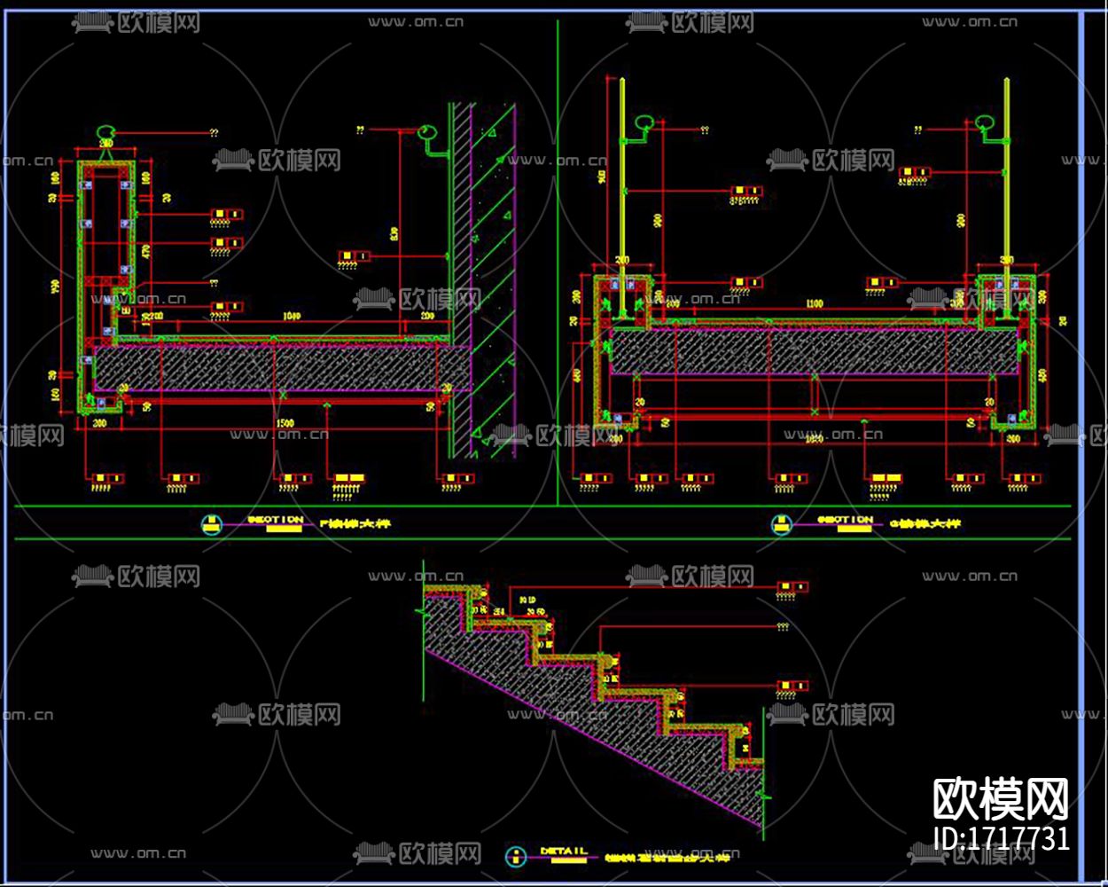 楼梯电梯CAD详图下载（渲染图4）