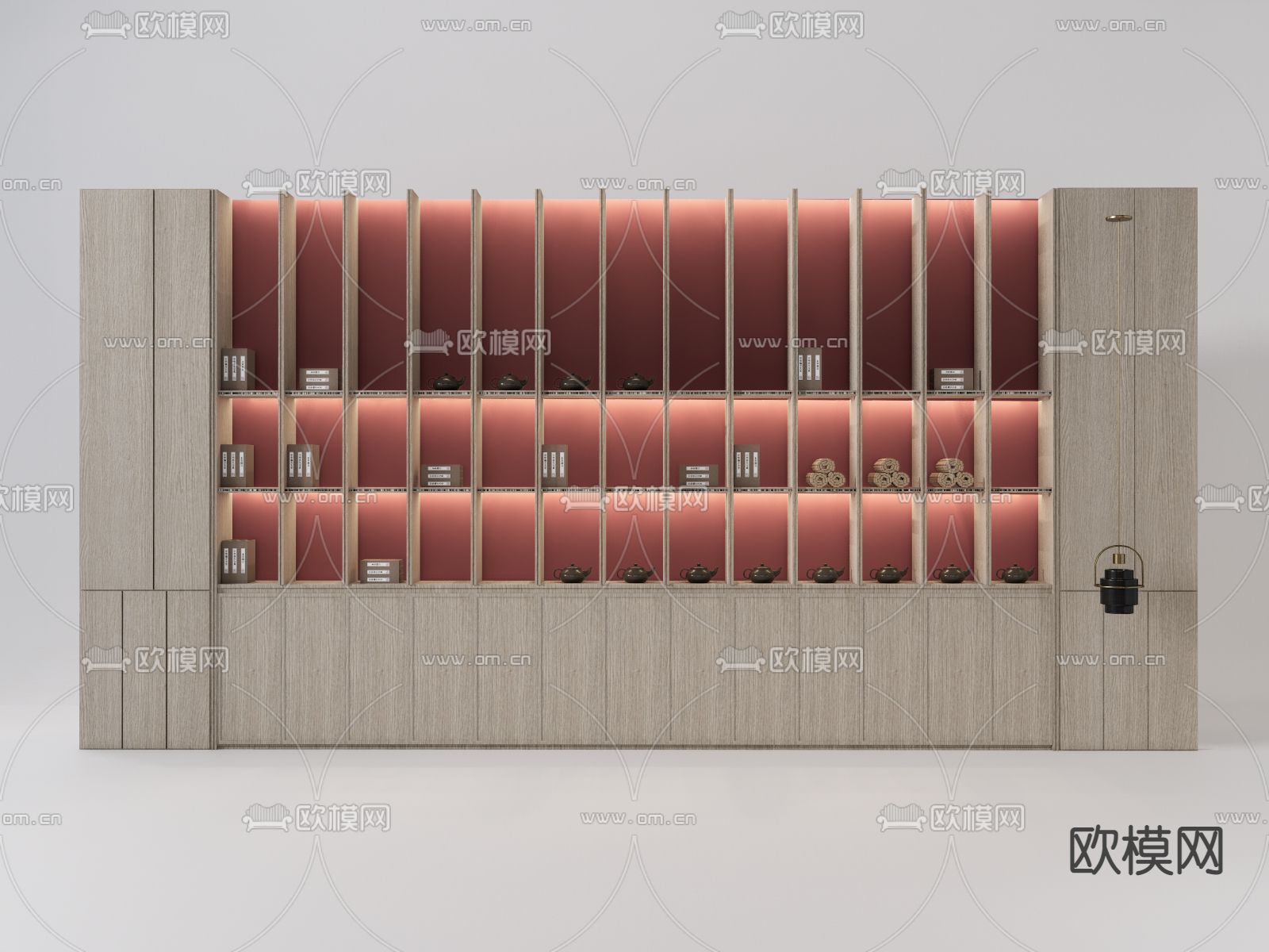 新中式书柜书架su模型下载（渲染图1）