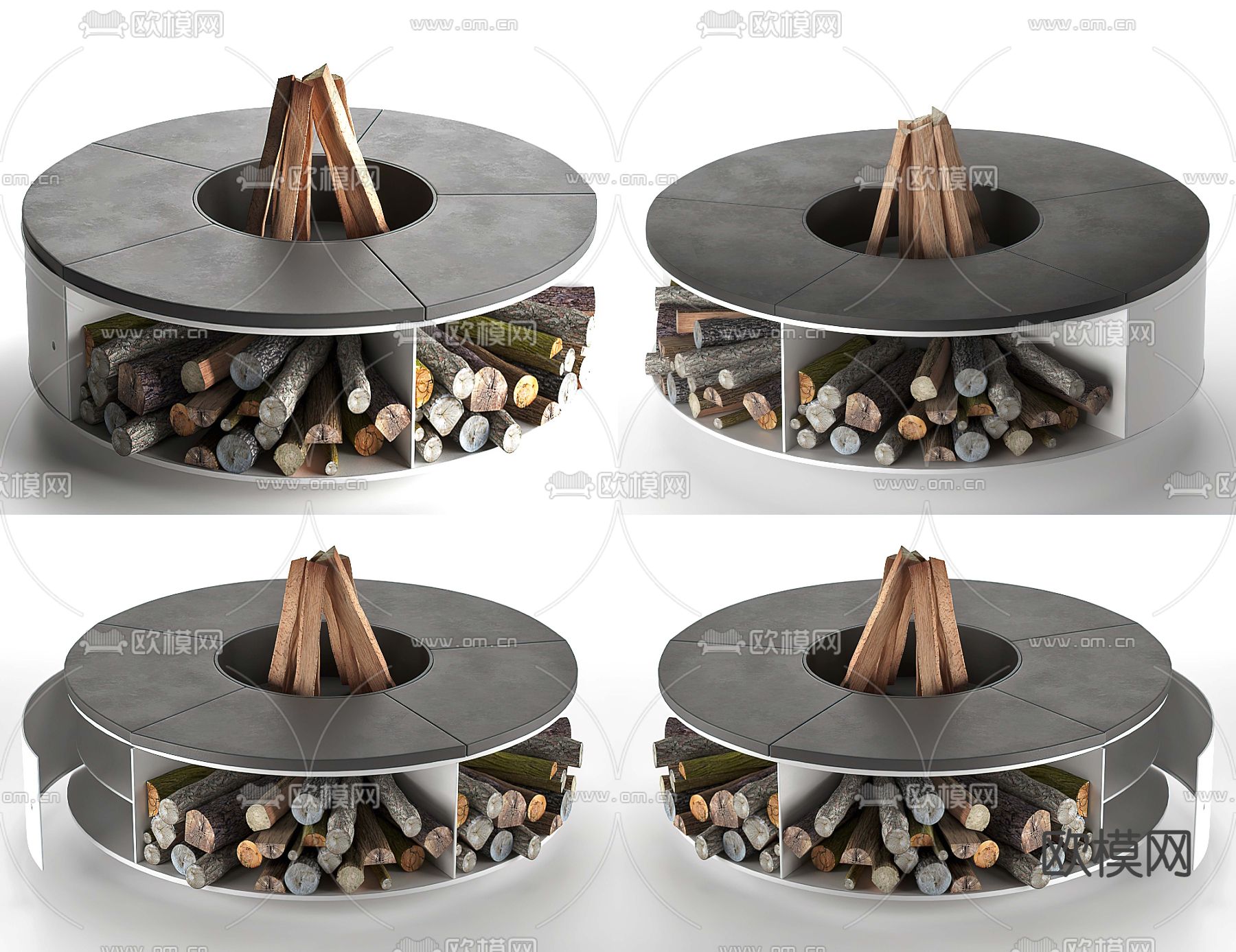 现代壁炉3d模型下载