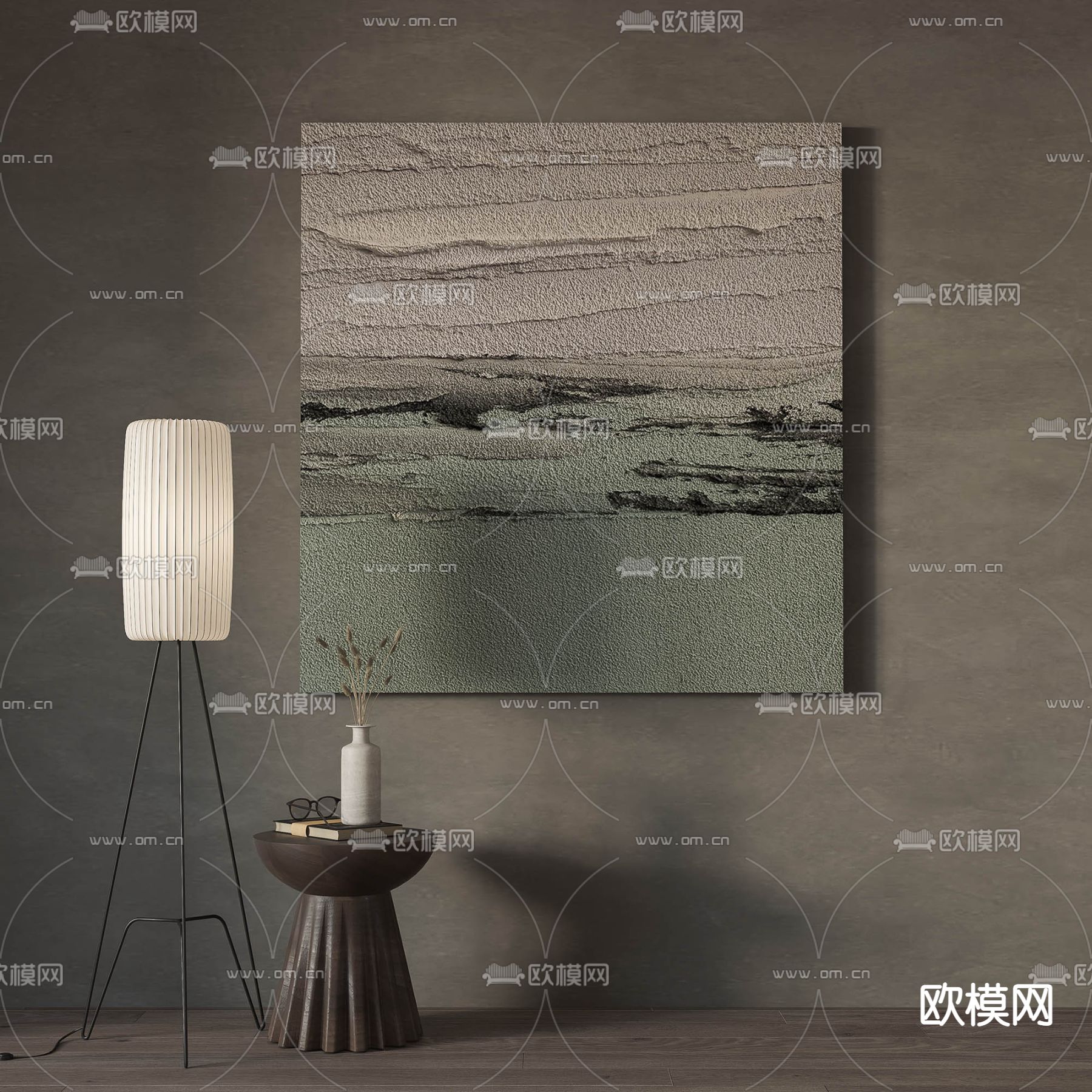 侘寂装饰挂画su模型