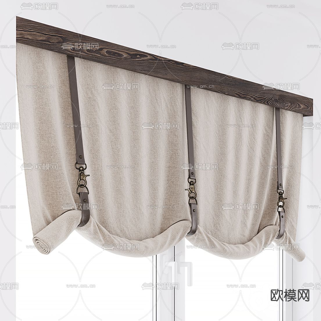 现代布艺卷帘窗帘3d模型