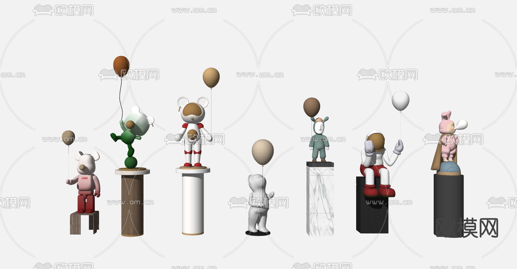 现代卡通雕塑su模型下载