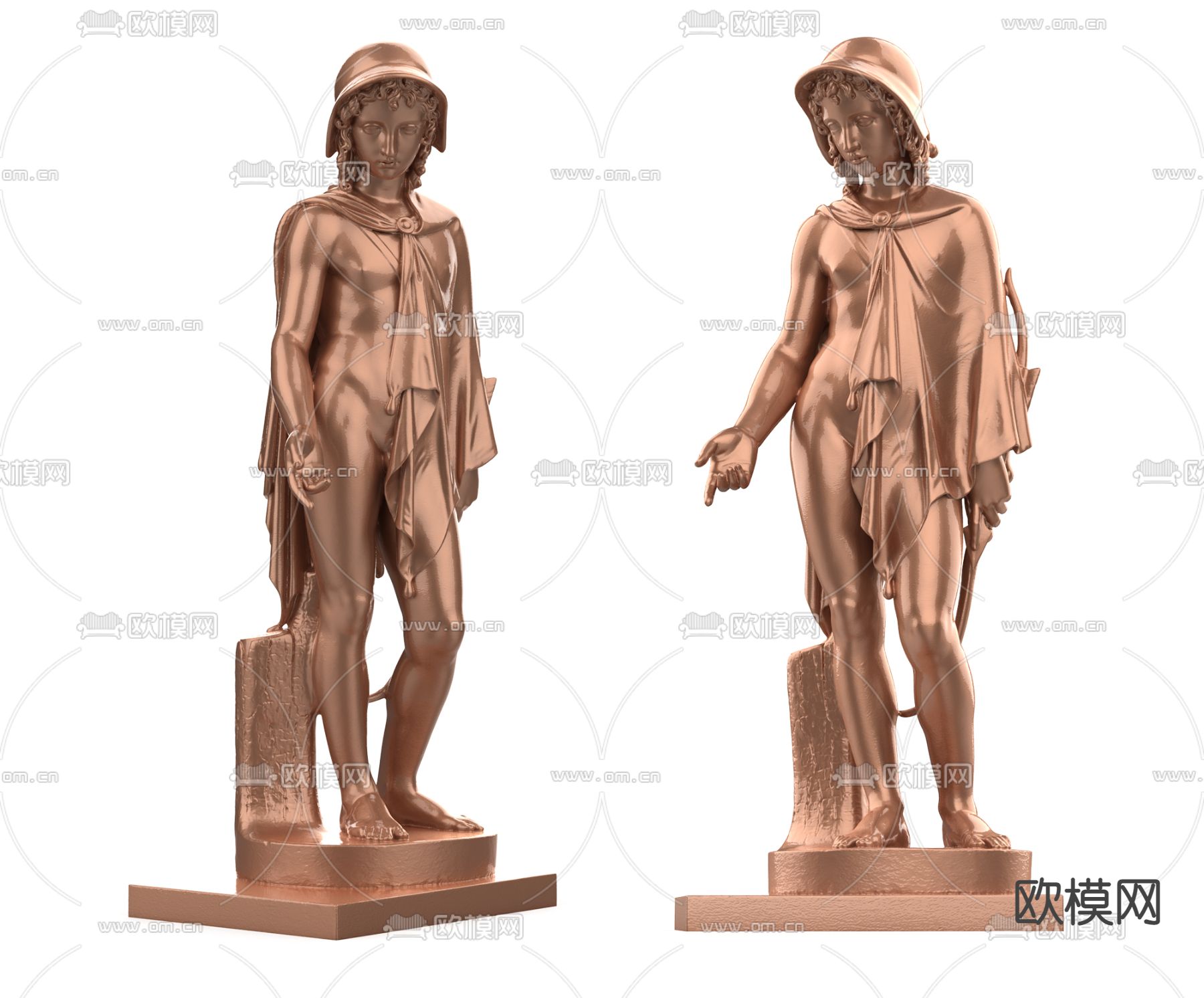 欧式女性金属雕塑3d模型下载