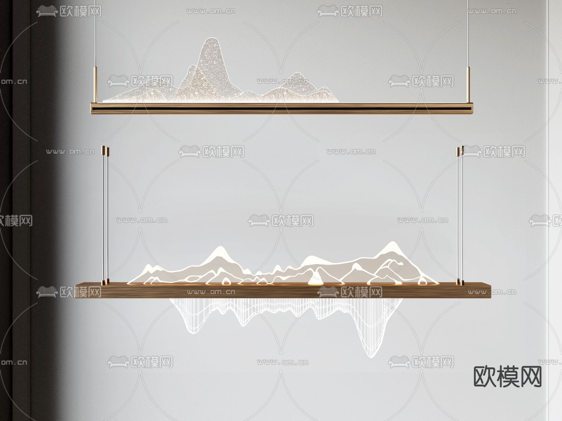 新中式山脉装饰吊灯3d模型