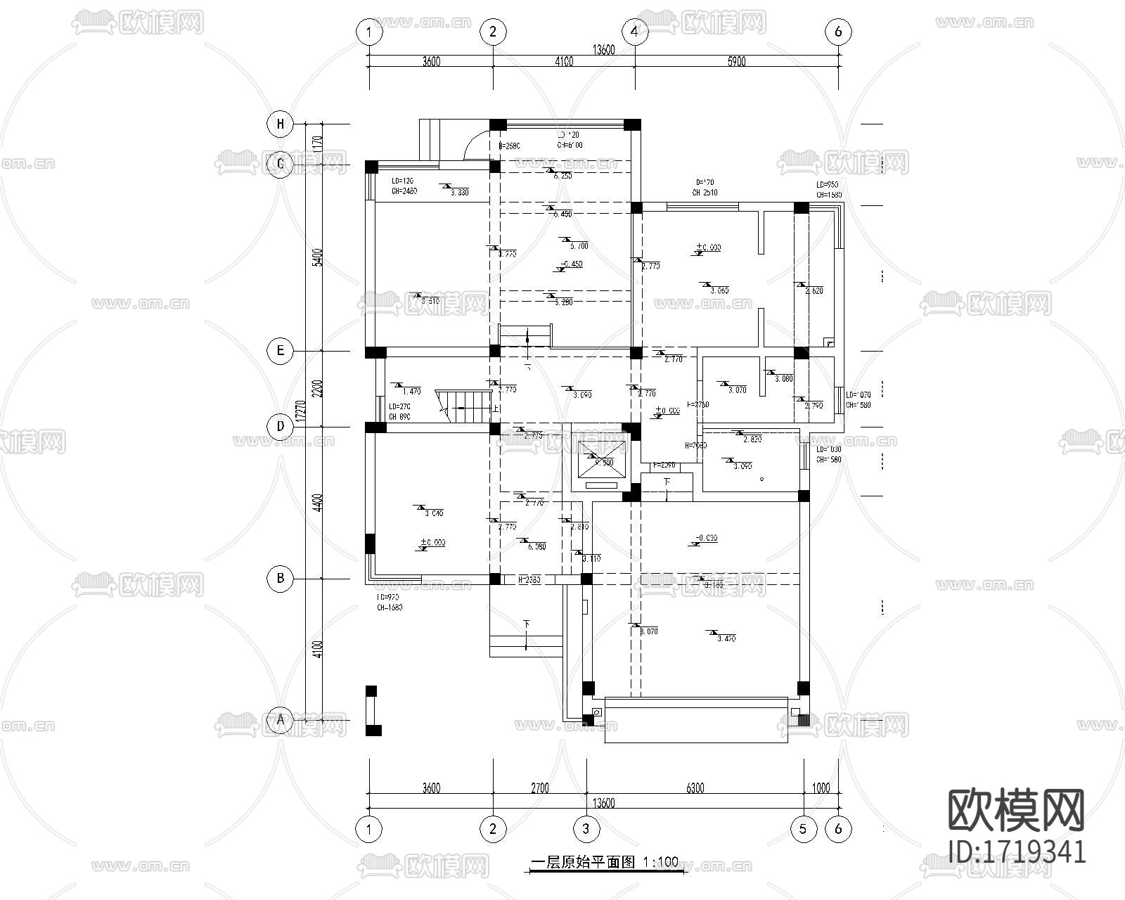 三层别墅平面图下载（渲染图1）