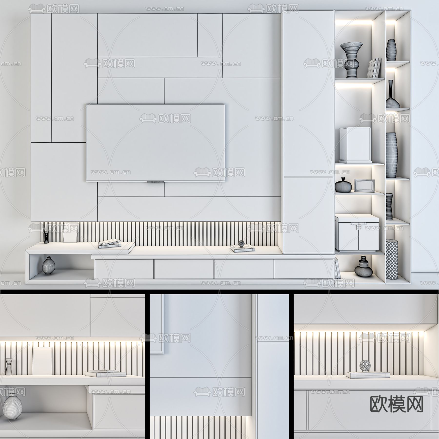 现代电视背景墙3d模型
