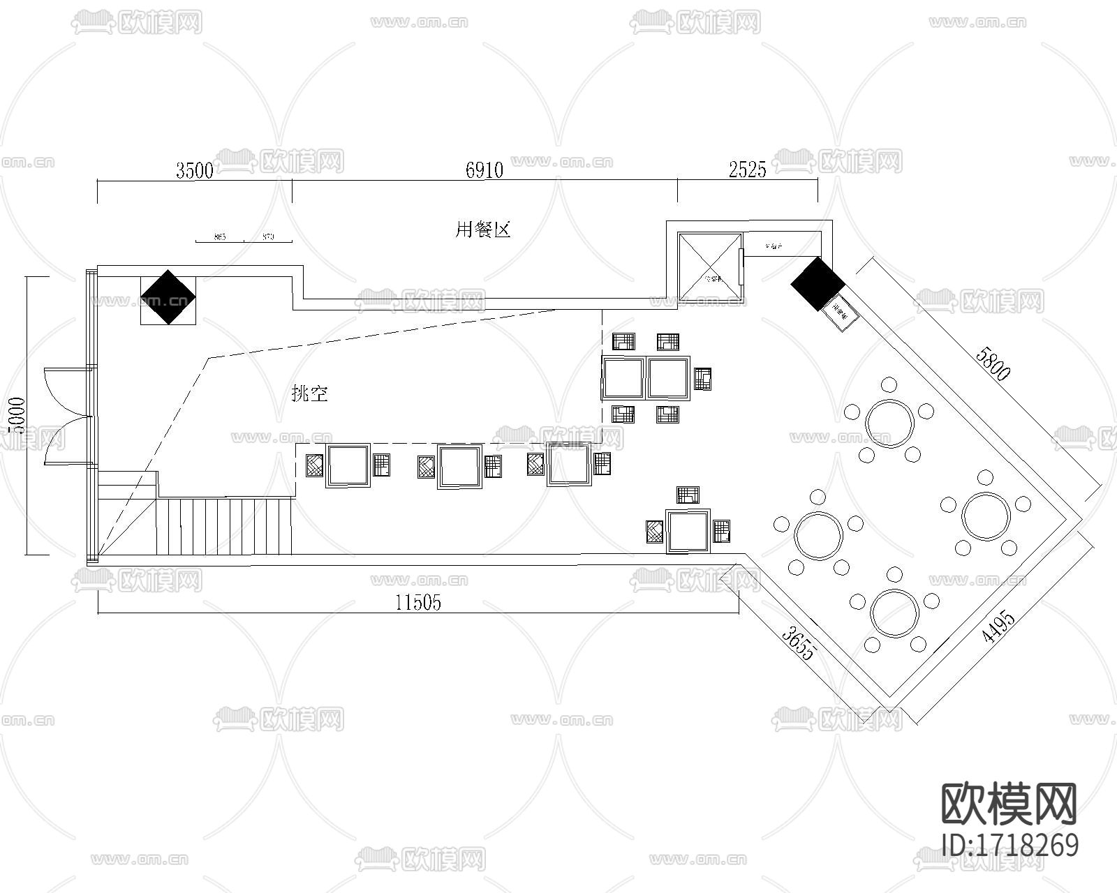 韩式大排档施工图下载（渲染图3）