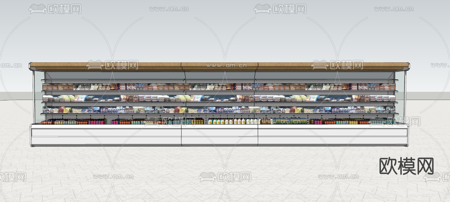 现代超市冷藏柜su模型下载（渲染图2）