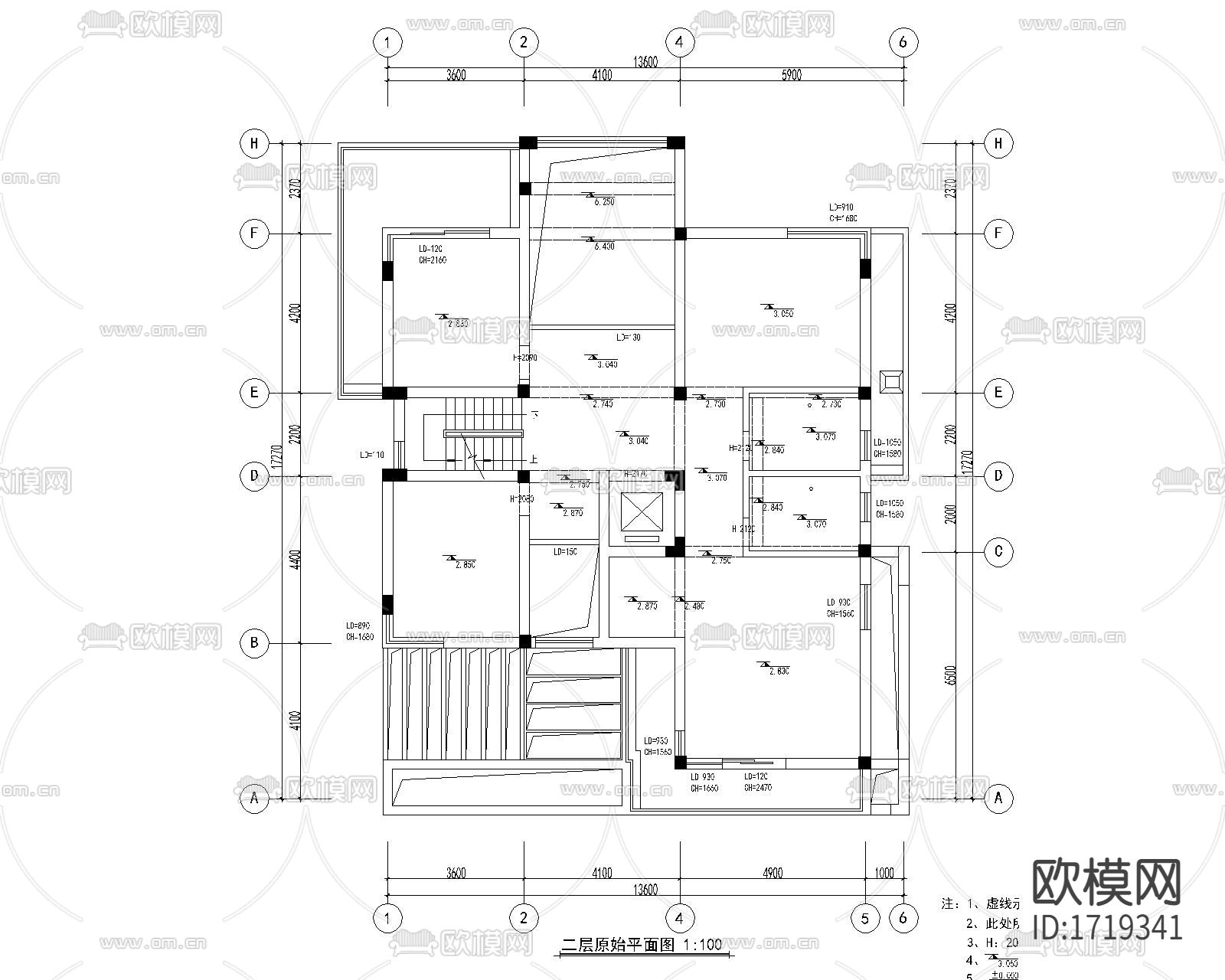 三层别墅平面图下载（渲染图2）