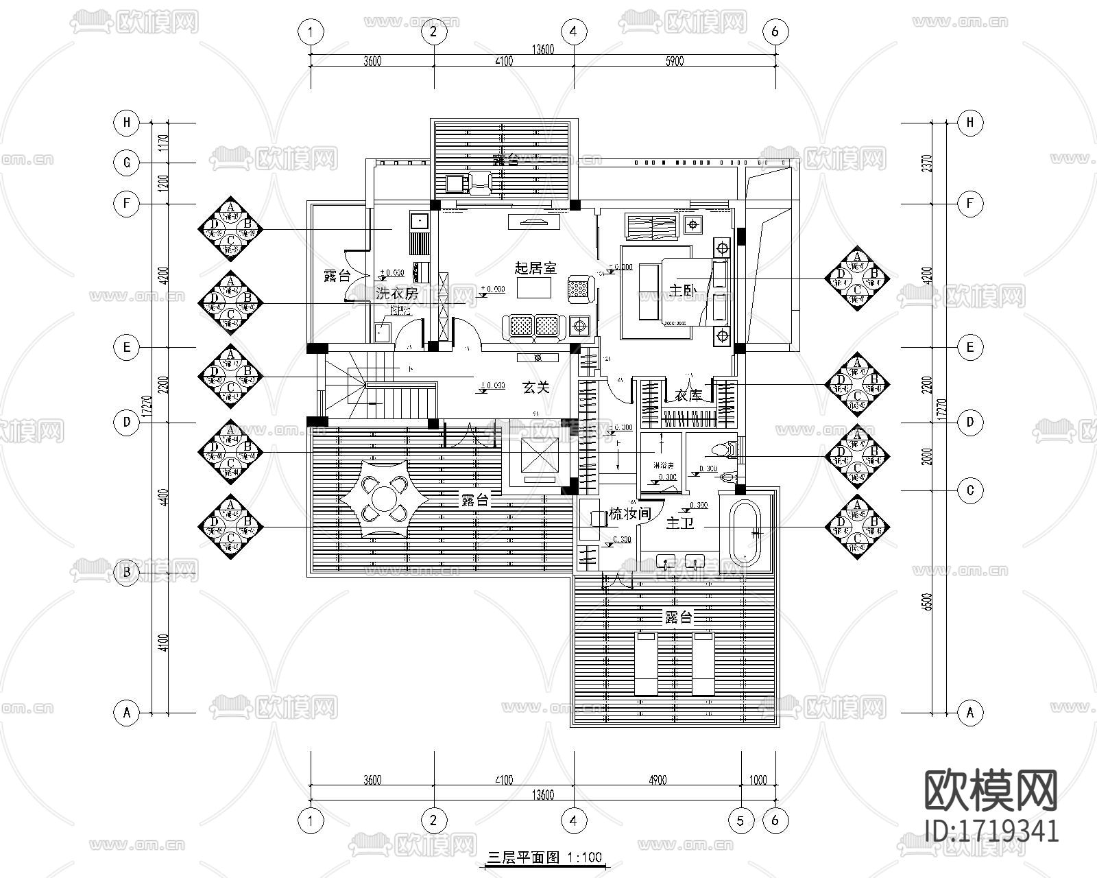 三层别墅平面图下载（渲染图6）