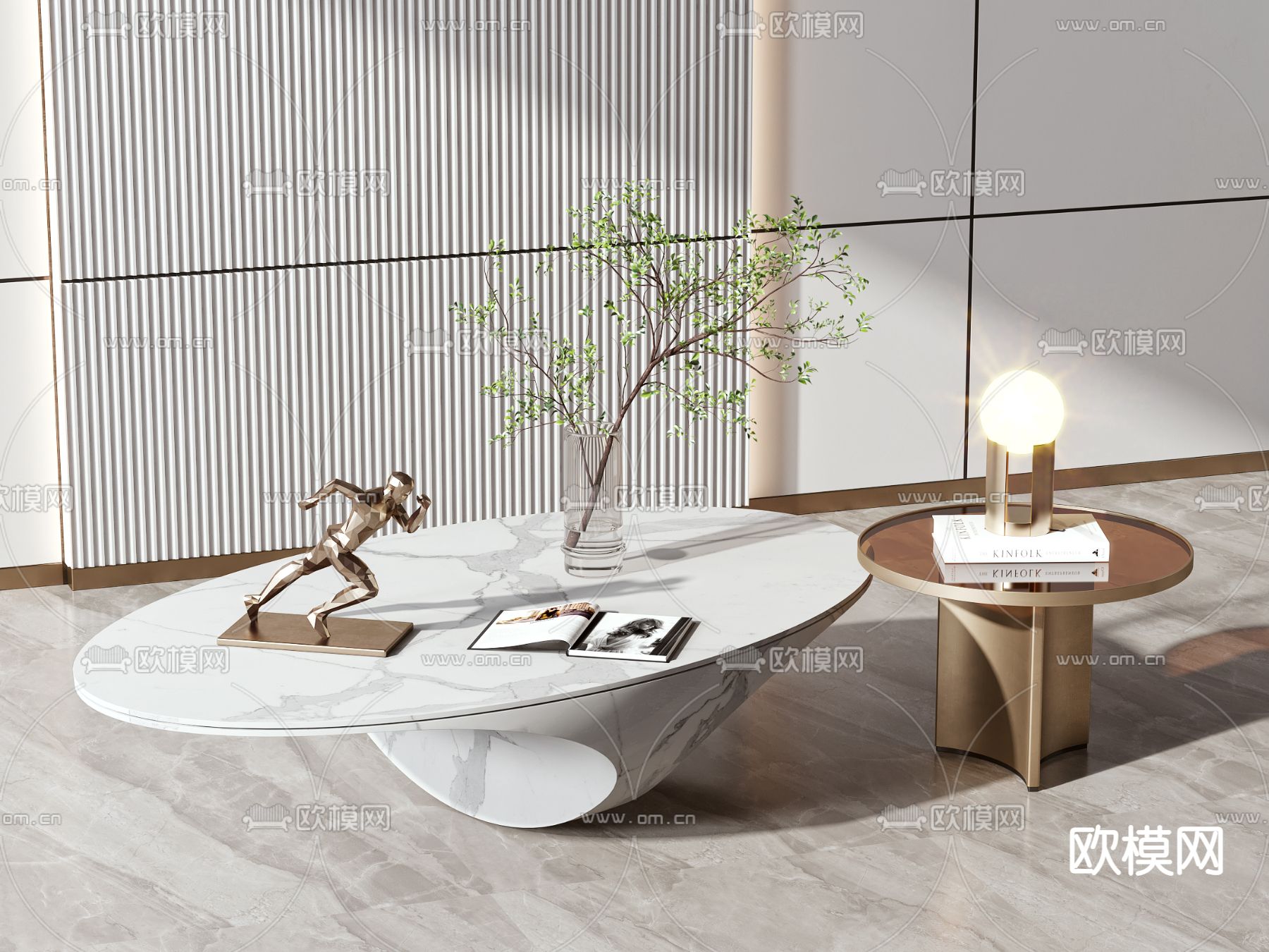 现代轻奢子母茶几3d模型