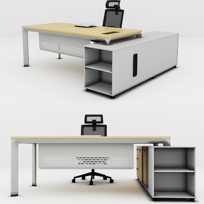  现代班台桌椅su模型 