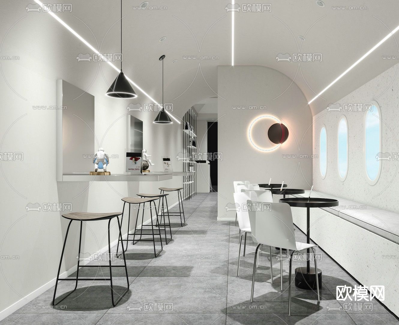 现代极简奶茶店3d模型下载（渲染图2）