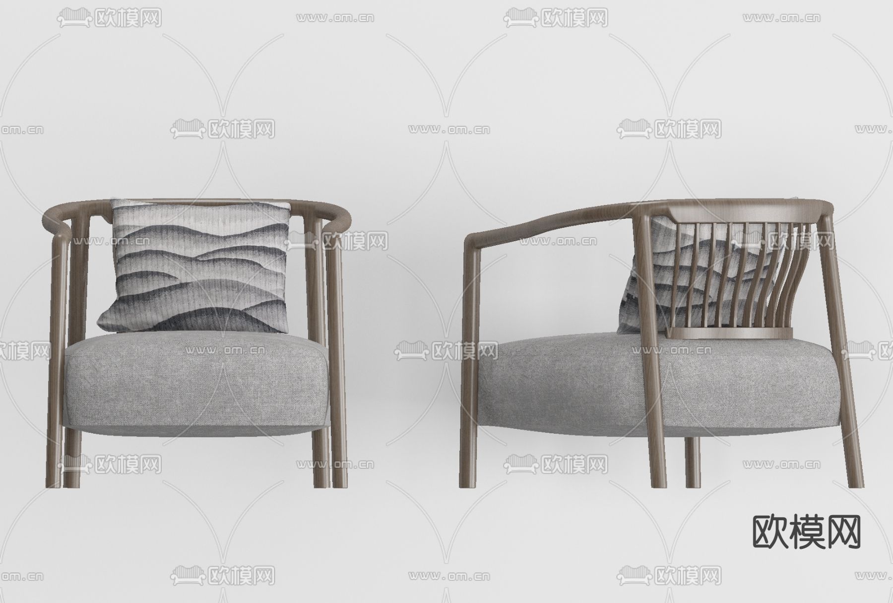 新中式单椅免费3d模型下载