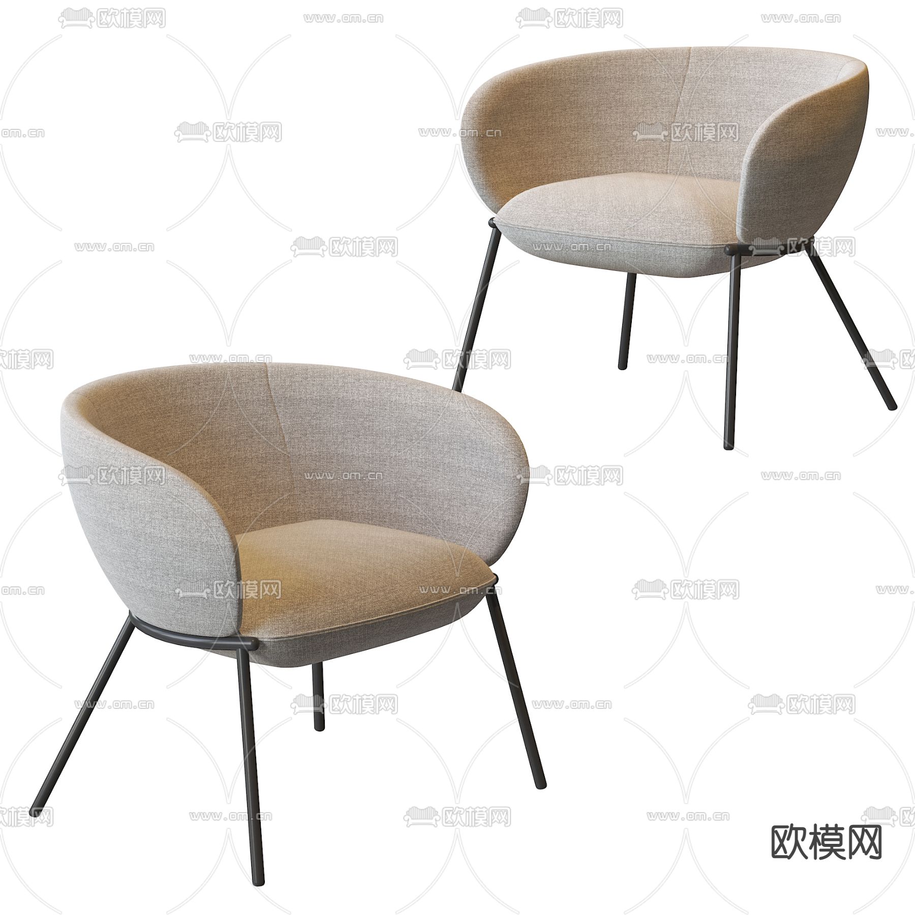 现代布艺单椅3d模型
