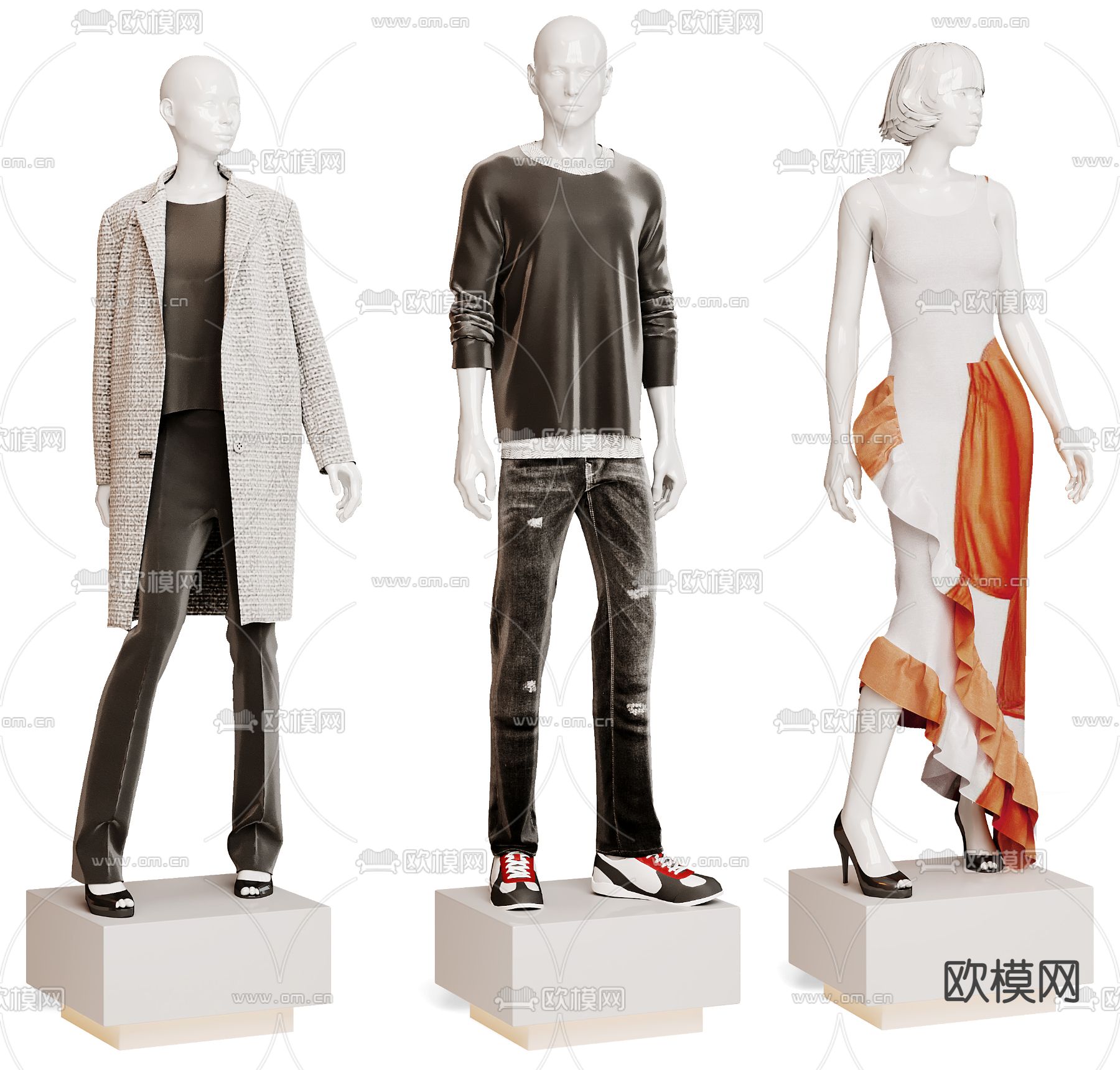 现代服装模特3d模型下载（渲染图1）