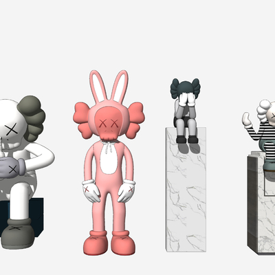  现代公仔雕塑su模型 