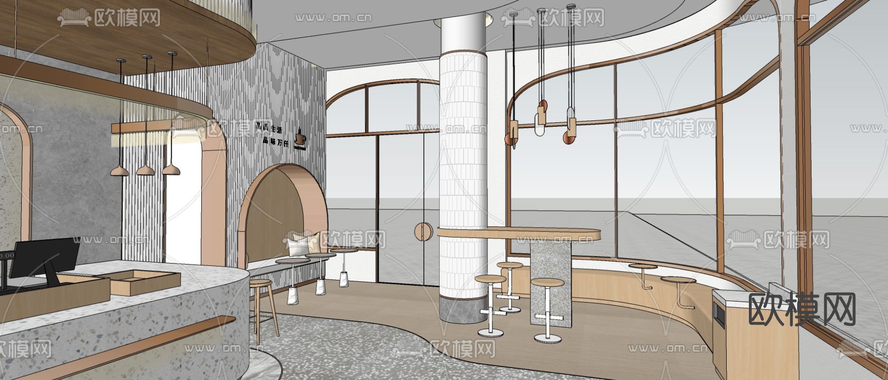 现代面包店su模型下载（渲染图3）