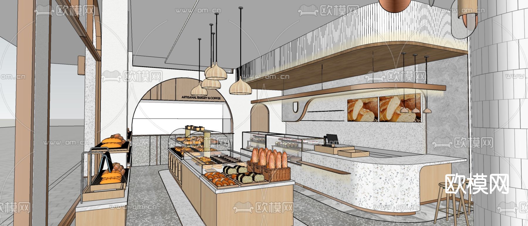 现代面包店su模型下载（渲染图1）