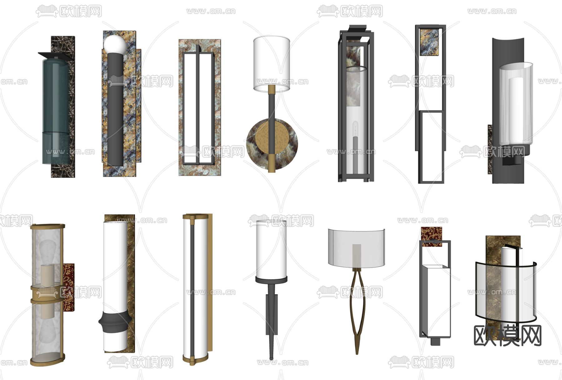 现代轻奢壁灯su模型下载（渲染图1）