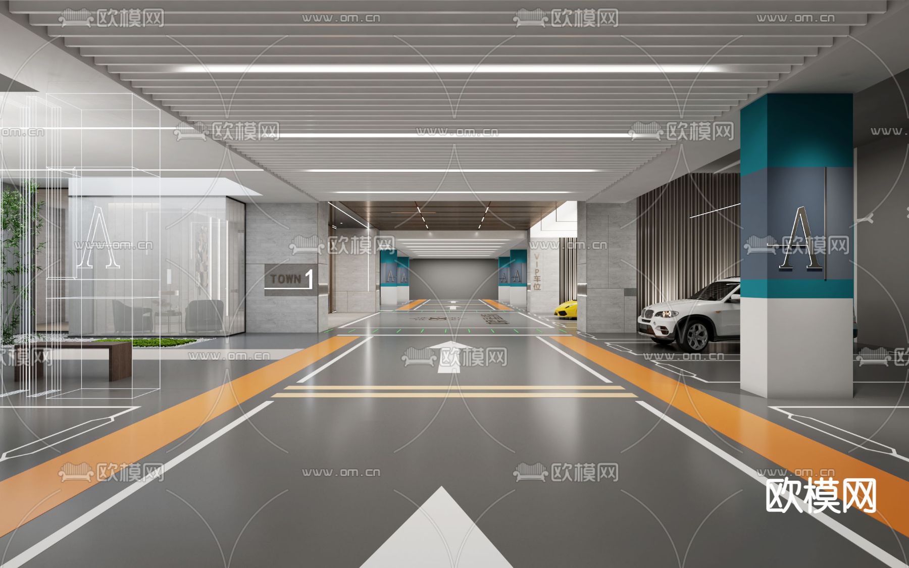 现代地下停车场3d模型