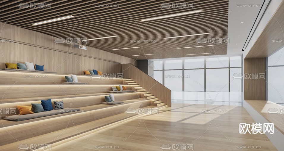 现代办公楼休息区3d模型下载(渲染图3)
