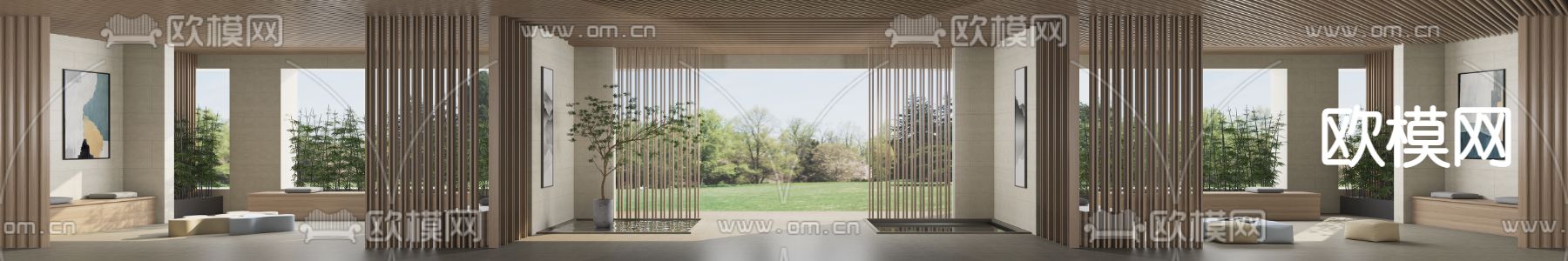 新中式活动中心3d模型