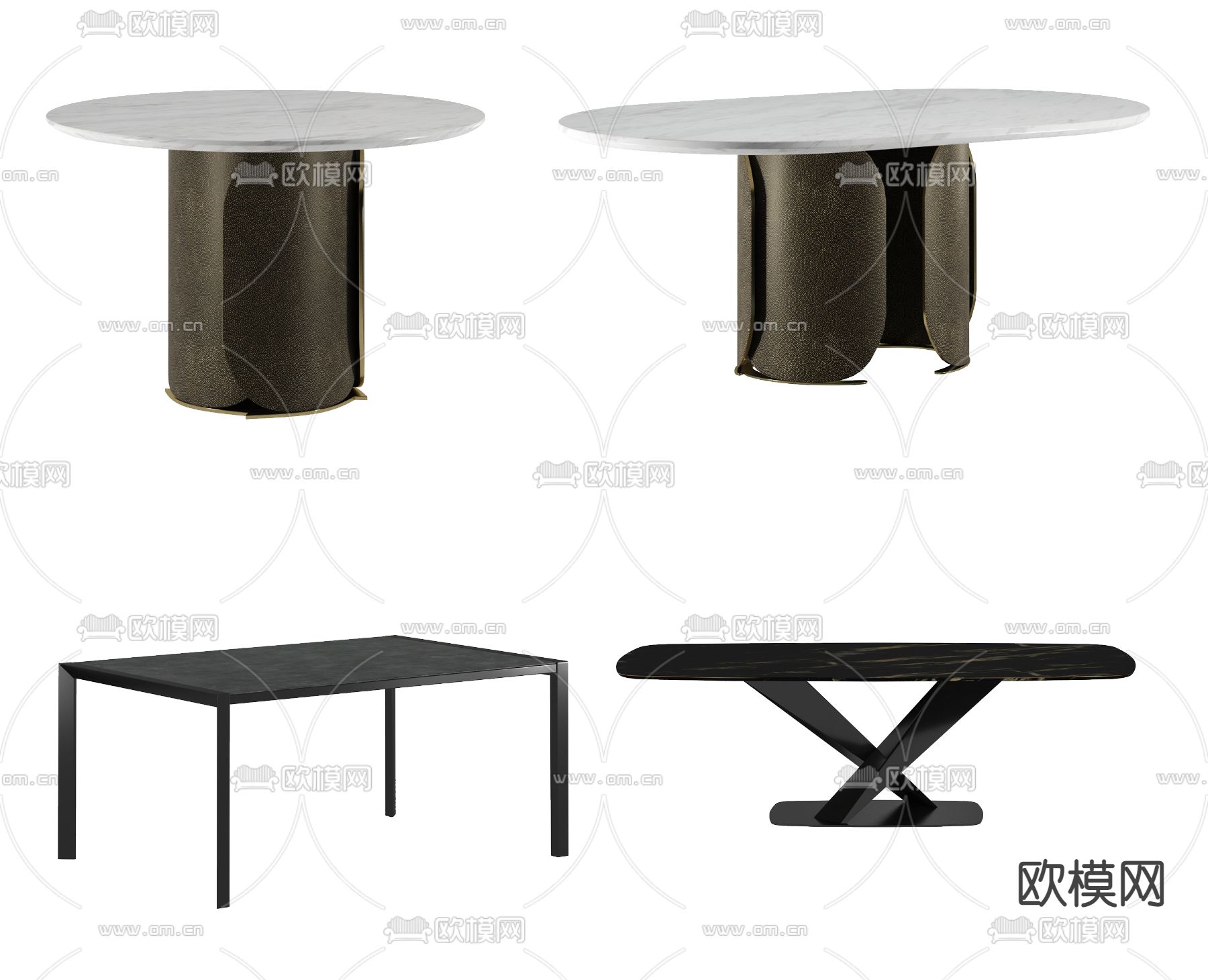 现代大理石餐桌3d模型