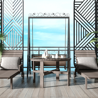  现代实木躺椅su模型 