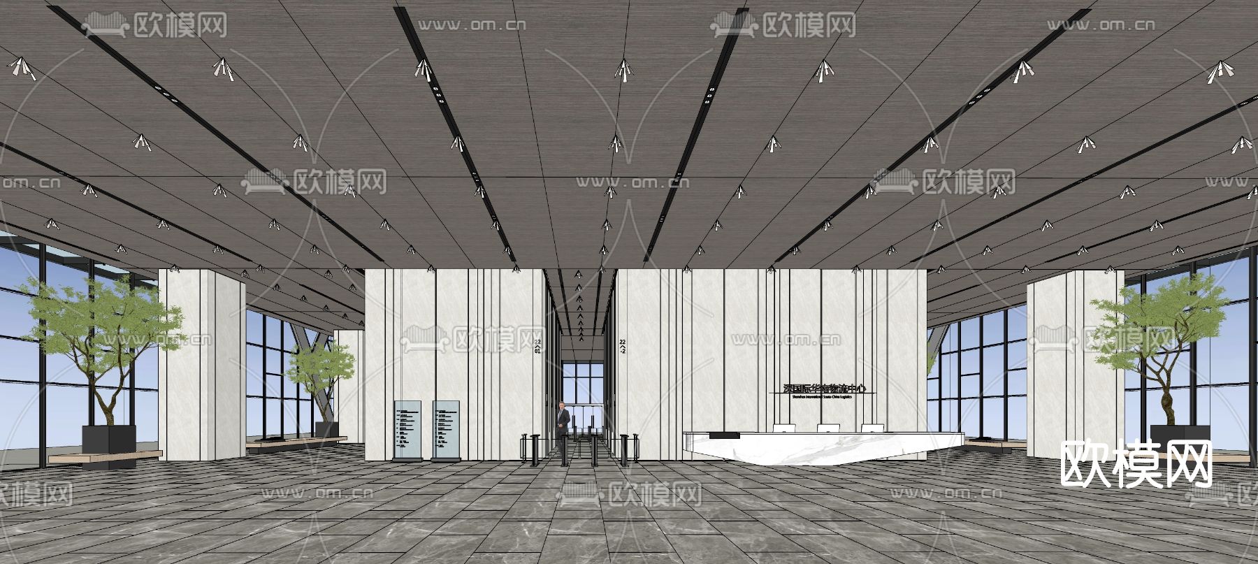 现代大堂前台su模型下载（渲染图3）