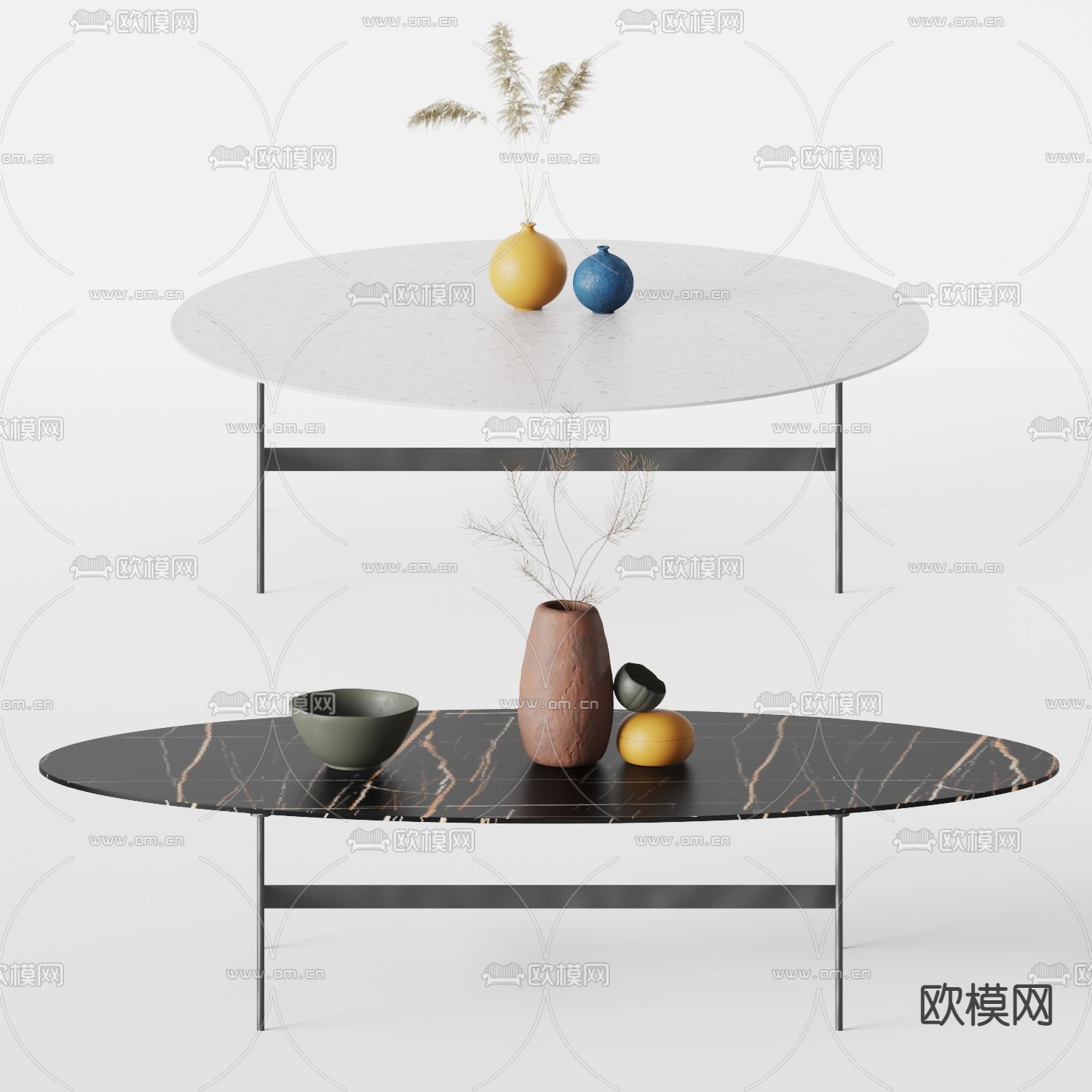 现代大理石茶几3d模型