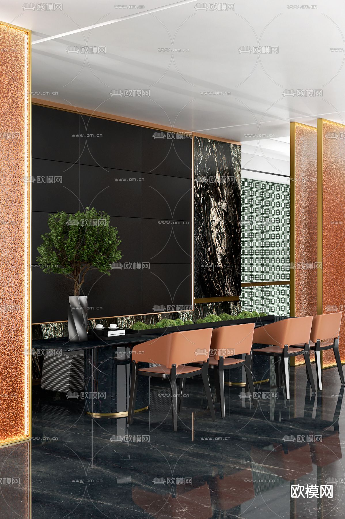 上上国际设计 现代茶室会客室3d模型下载（渲染图1）