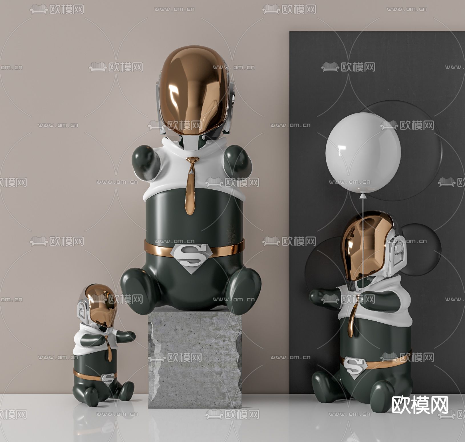 现代宇航员雕塑su模型