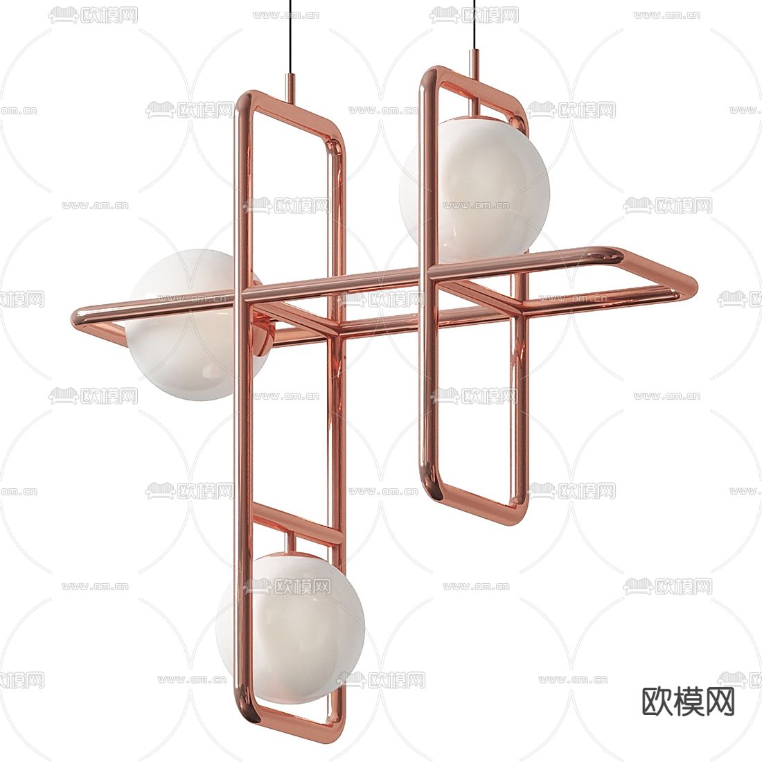 现代金属轻奢吊灯3d模型下载